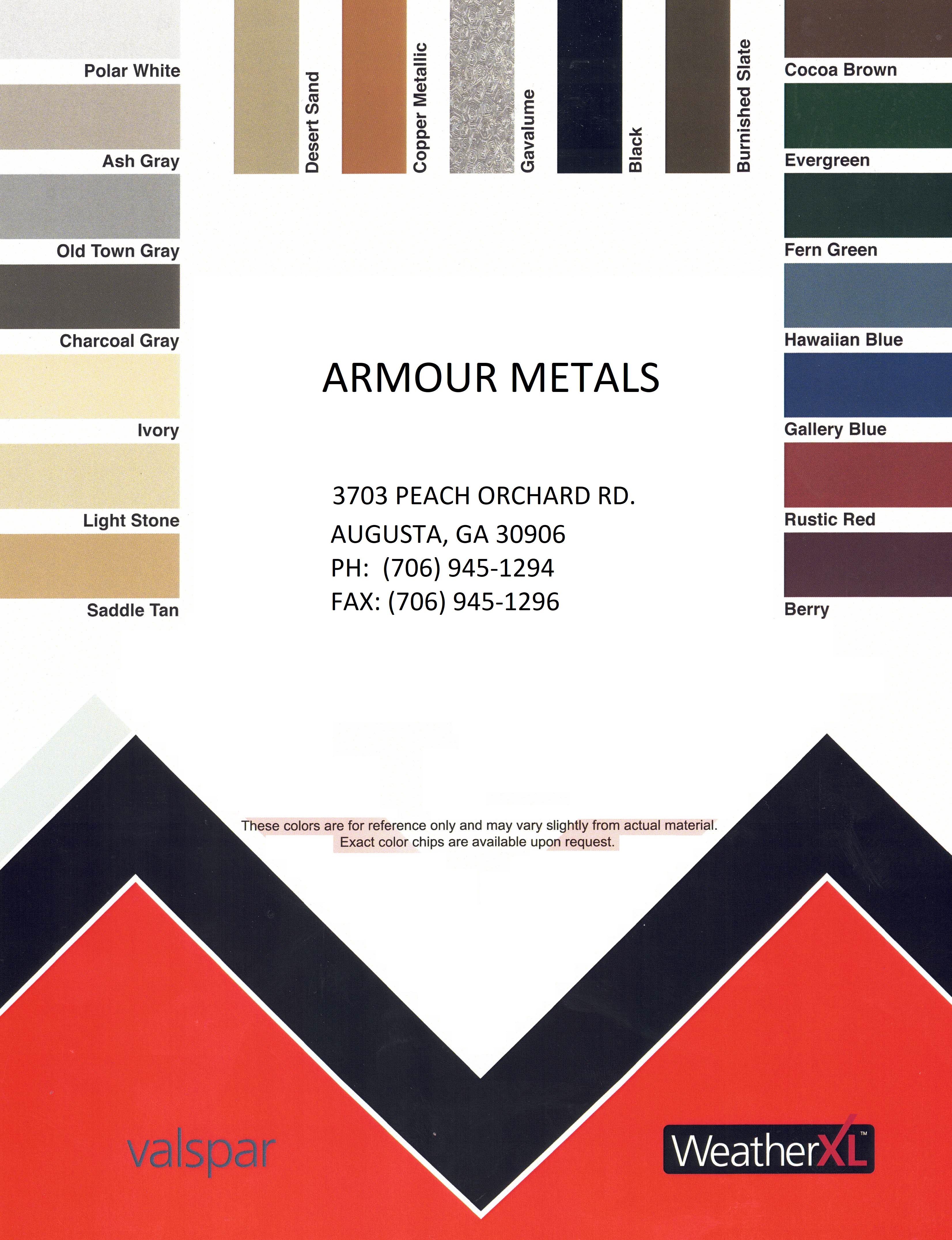 Armour Metals - Metal Roofing and Pole Barns - Color Chart Offer